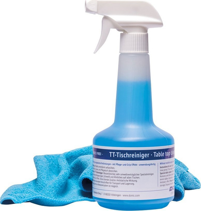 Lëng për pastrim tavolinash pingpong Donic Clean, 500 ml, me leckë, transparent