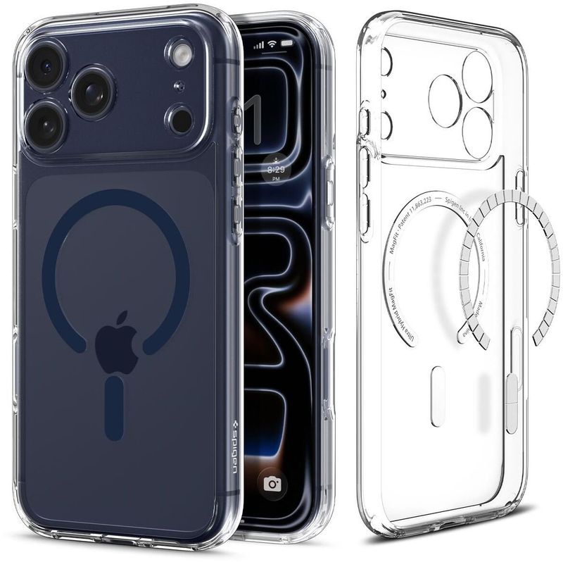 Mbështjellëse telefoni Spigen Ultra Hybrid MagSafe, për iPhone 17 Pro Max, transparente blu e thellë