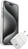 Set aksesorësh OtterBox për iPhone 15 Pro Max, karikues USB C 30W, kapak transparent, i bardhë