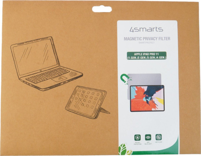 Filtër privatësie me magnet 4smarts Magnetic Privacy Filter, për Apple iPad Pro 11", gri