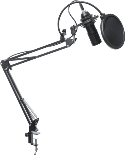 Кондензаторски микрофон ART AC-03, USB, со бум и ПОП филтер, црн