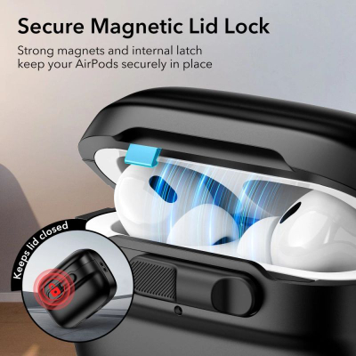 Etui për kufje ESR Pulse HaloLock për AirPods Pro 1/2, MagSafe, me rrip, e zezë