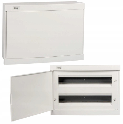 Kuti shpërndarëse IDEAL T2UK, 2x18 module, IP30 IK07, e bardhë