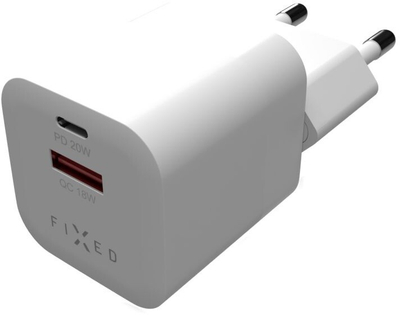 Karikues FIXED Mini me USB-C + USB-A, PD & QC 3.0, 20W, i bardhë