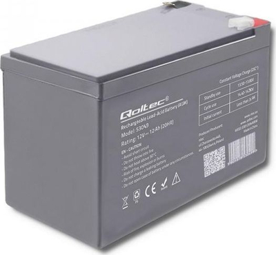 Akumulator Qoltec AGM 12V, 12 Ah