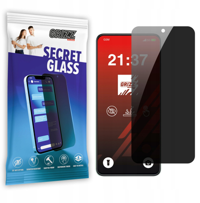 Заштитно стакло за приватност Grizz SecretGlass за Realme Note 60x, керамичко стакло, висока транспарентност