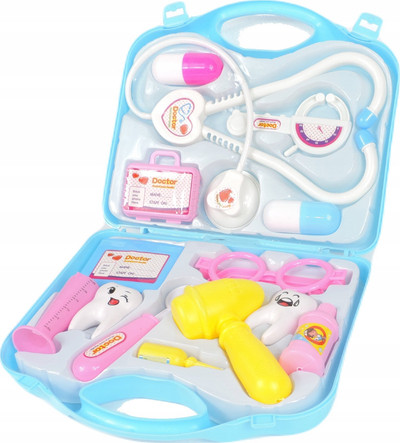 Set lodër mjeku Trifox, 15 pjesë, valixhe plastike, blu me ngjyra