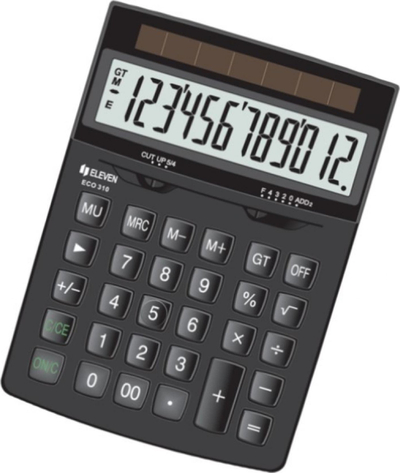 Kalkulator Eleven ECO 310, funksione të thjeshta, i zi