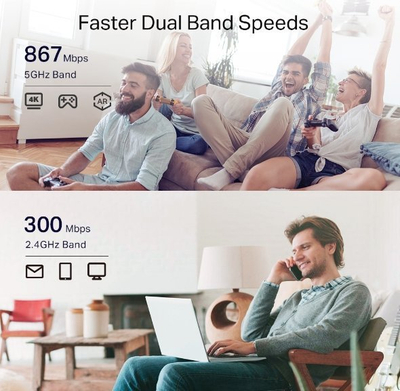 Range extender TP-Link RE335, Wi-Fi 5, AC1200, i bardhë