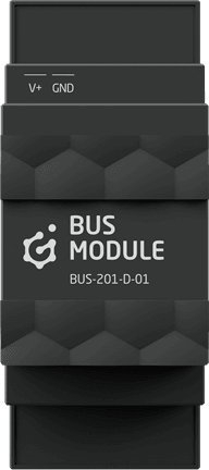 Modul BUS Grenton BUS-201-D-01, TF-Bus, për montim në shina DIN, i zi