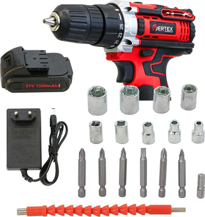 Kacavidë me bateri Vertex CASSAFORTE 21V, 2x1.5Ah, 3000rpm, e kuqe