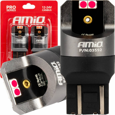 Llamba LED AMiO CANBUS PRO 7443 W21/5W, 12/24V, e kuqe