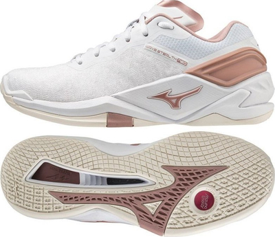 Këpucë sport Mizuno Wave Stealth Neo për sallë, të bardha me rozë