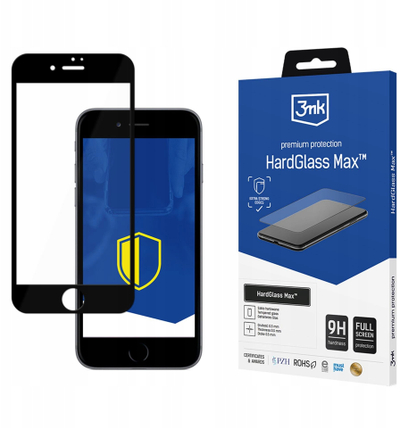 Заштитно стакло 3MK HardGlass Max за iPhone 7 8 SE 2020 2022, 9H, целосно покритие, црно