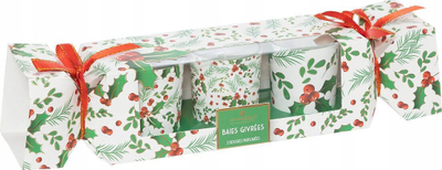 Set qirinj aromatikë Feeric Christmas Holly and Frosted Berries, 3 copë, 135g, me mbajtëse qelqi, të gjelbër
