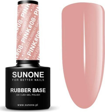 Bazë manikyri me xhel Sunone Rubber Base 08, UV LED, rozë