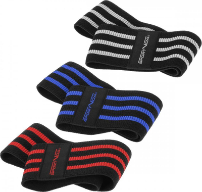 Shirita rezistence për ushtrime SportVida Mini Hip Band, set 3 copë, material tekstil, shumëngjyrëshe