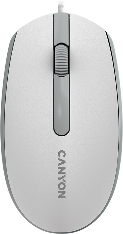 Mouse optik Canyon M-10, 1000 dpi, USB, gri me të bardhë