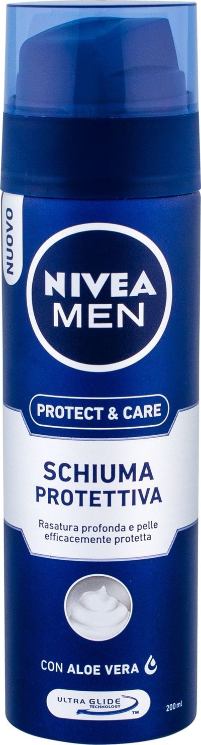 Shkumë rroje Nivea Men Protect &amp; Care, 200 ml, për lëkurë të ndjeshme, blu