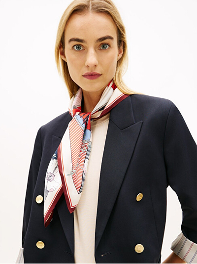 Shall mëndafshi Tommy Hilfiger Flag Floral, katror i madh, shumëngjyrëshe