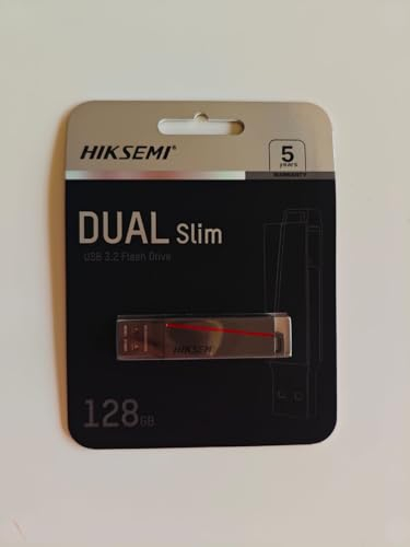 USB flash Hiksemi Dual Slim, 128GB, USB C dhe USB A, gri metalik