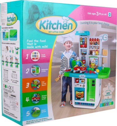 Kuzhinë lodër Ramiz Kitchen My Little Chef, me sobë interaktive, rubinet me ujë, blu jeshile