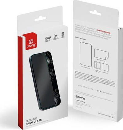 Mbrojtës ekrani Crong Shatterproof Hybrid Nano Glass, iPhone 15 Pro Max, edge to edge, transparent