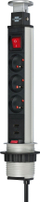 Bllok prizash Brennenstuhl Tower Power, 3 porta, 2x USB, 2m, gri
