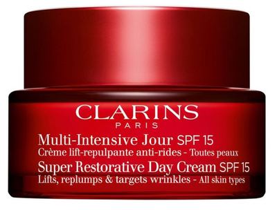 Krem dite Clarins Super Restorative Day Cream SPF15, kundër plakjes, varianti Clear