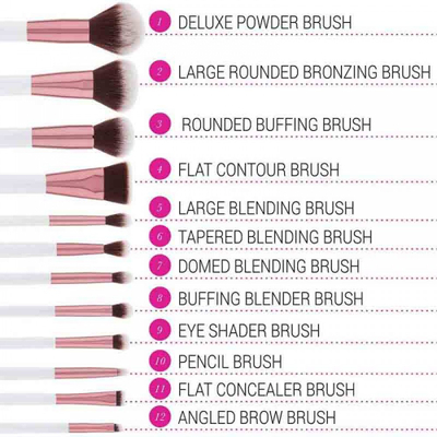 Set brusha për fytyrë BH Cosmetics Crystal Quartz, 12 copë