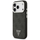 Mbrojtëse telefoni Guess Magsafe 4G PU Leather për iPhone 17 Pro, me kornizë metalike te kamera, e zezë