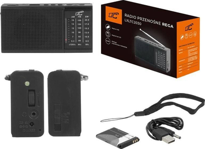 Radio portabël LTC Rega LXLTC2030, FM AM SW, AUX USB, e zezë