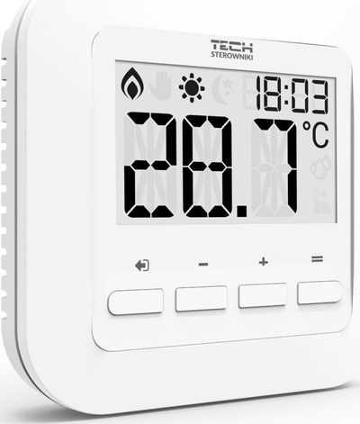 Termostat wireless Tech ST-295 V2, për ngrohje dhome, me ekran që ndriçon, i bardhë
