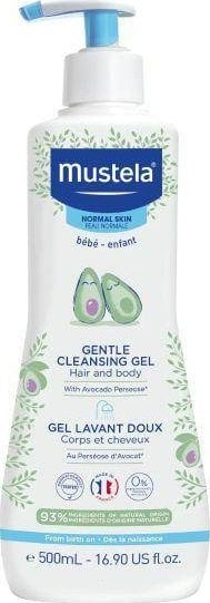 Xhel pastrues trup dhe flokë Mustela Baby Child Gentle Cleansing Gel, për bebe dhe fëmijë, 500ml