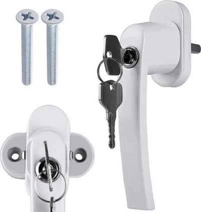 Dorezë dritareje me çelës Window Handle 23438, universale, plastike dhe metal, e bardhë