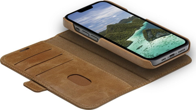 Kapotë‑portofol Dbramante1928 Lynge për iPhone 14 Pro Max, lëkurë, me RFID, ngjyrë tan