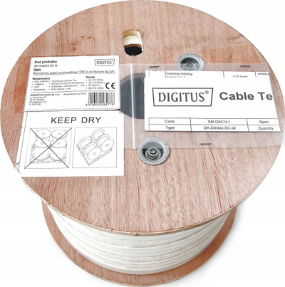 Kabllo fibër optike FTTH Digitus DK-D3902-SC-W, 2 fibra SM 9/125 OS2, 1 km, e bardhë