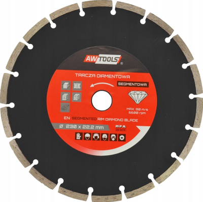 Disk diamant prerës Awtools Diamond Blade 400mm, segmentuar, për beton dhe gur