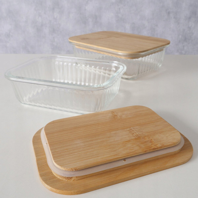 Set kavanozash Boltze Home Luka, 2L, xham i tejdukshëm, kapak prej bambuje natyrale
