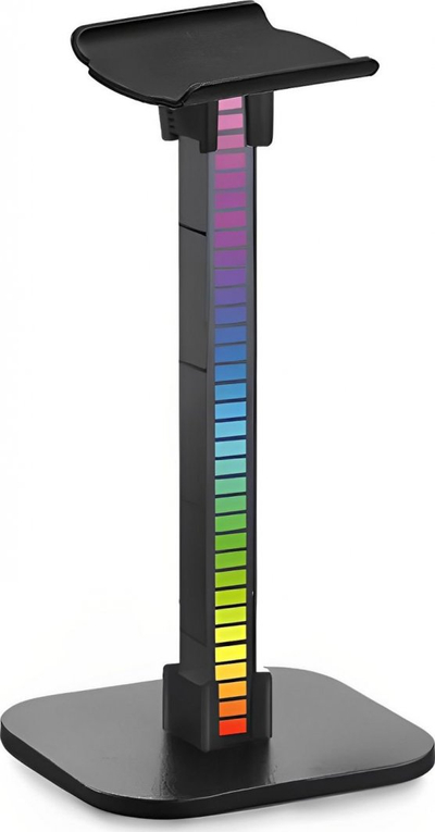 Држач за слушалки Mozos D11, RGB, пластика, Црна