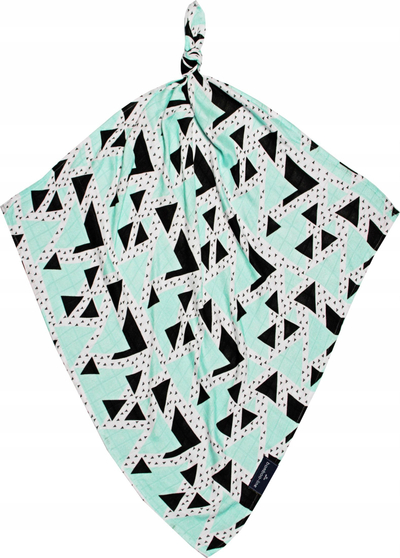 Set pelena muslin BambooLine, 2 copë, 75x75 cm 30x35 cm, blu e zezë e bardhë