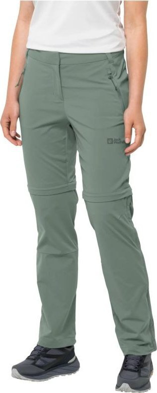 Pantallona turizmi Jack Wolfskin Glastal Zip Off W, poliestër, për goca, jeshile, madhësia 38