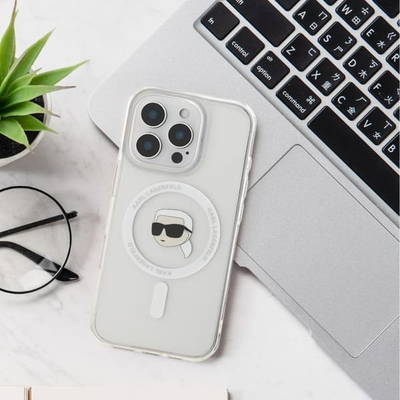 Futrollë Karl Lagerfeld KLHMP16LHLSCHH, për iPhone 16 Pro 6.3", MagSafe, e bardhë