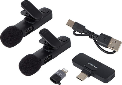 Mikrofon wireless USB C BLOW, set 2 copë, me marrës USB C, i zi