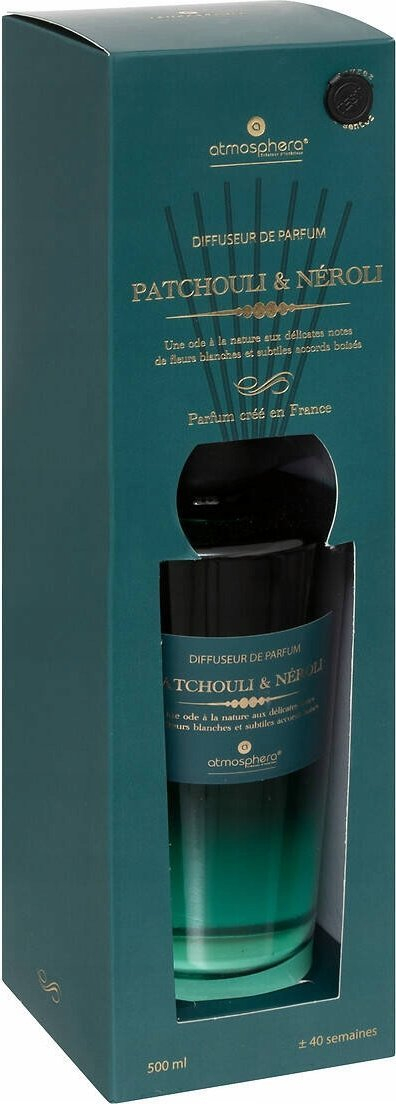 Difuzor arome Atmosphera Patchouli Neroli, 500ml, me shkopinj, blu