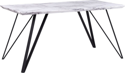 Tavolinë ngrënieje Beliani MOLDEN, 150x80 cm, MDF efekt mermeri, e bardhë me këmbë të zeza