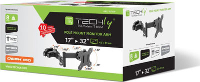 Drжач за ТВ Techly ICA-LCD-110BK, 17"-32", VESA 100x100, црн