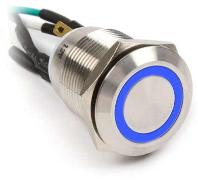 Buton ndezës Impactics LAN 22 IP67 VA BL 1, 19mm, LED blu, i argjendtë