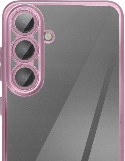 Kllëf telefoni Samsung Galaxy A54 Glam, TPU transparent, me mbajtëse unazë, rozë