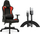Karrige gaming SENSE7 Leatherette, mbështetëse krahu të rregullueshme, ndriçim RGB, e zezë e kuqe